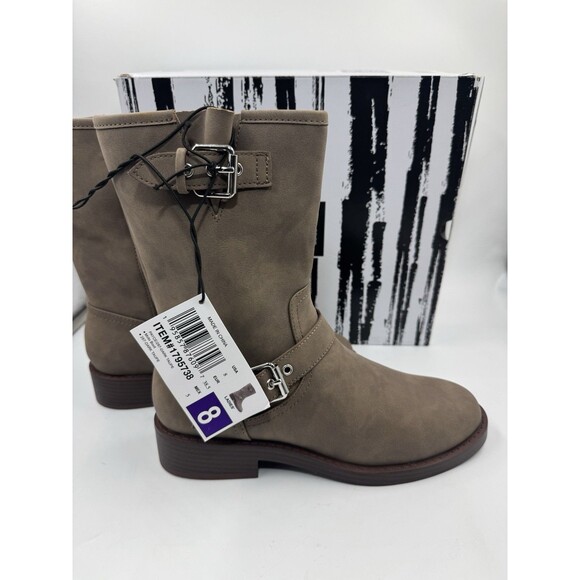 Dv By Dolce Vita Women Side Zip Buckle Moto Bike Boot Dark Taupe Size 8 - Picture 6 of 16